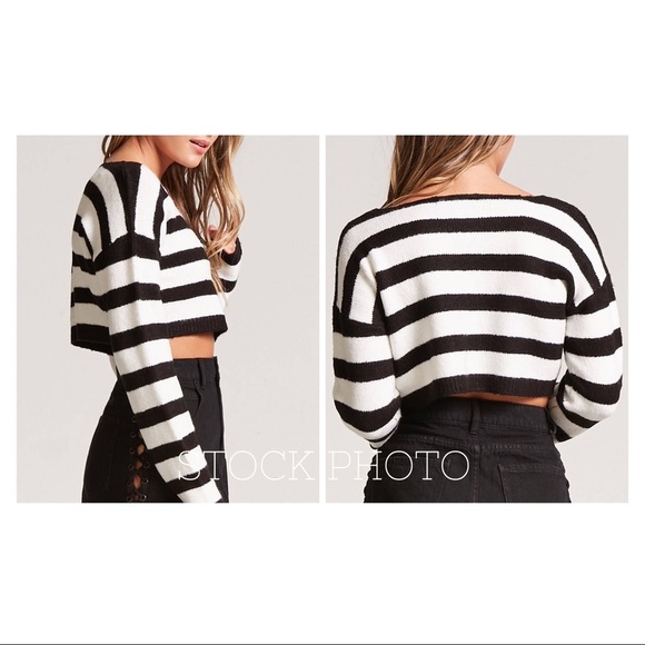 FOREVER 21 Striped Cropped Sweater - Picture 2 of 6